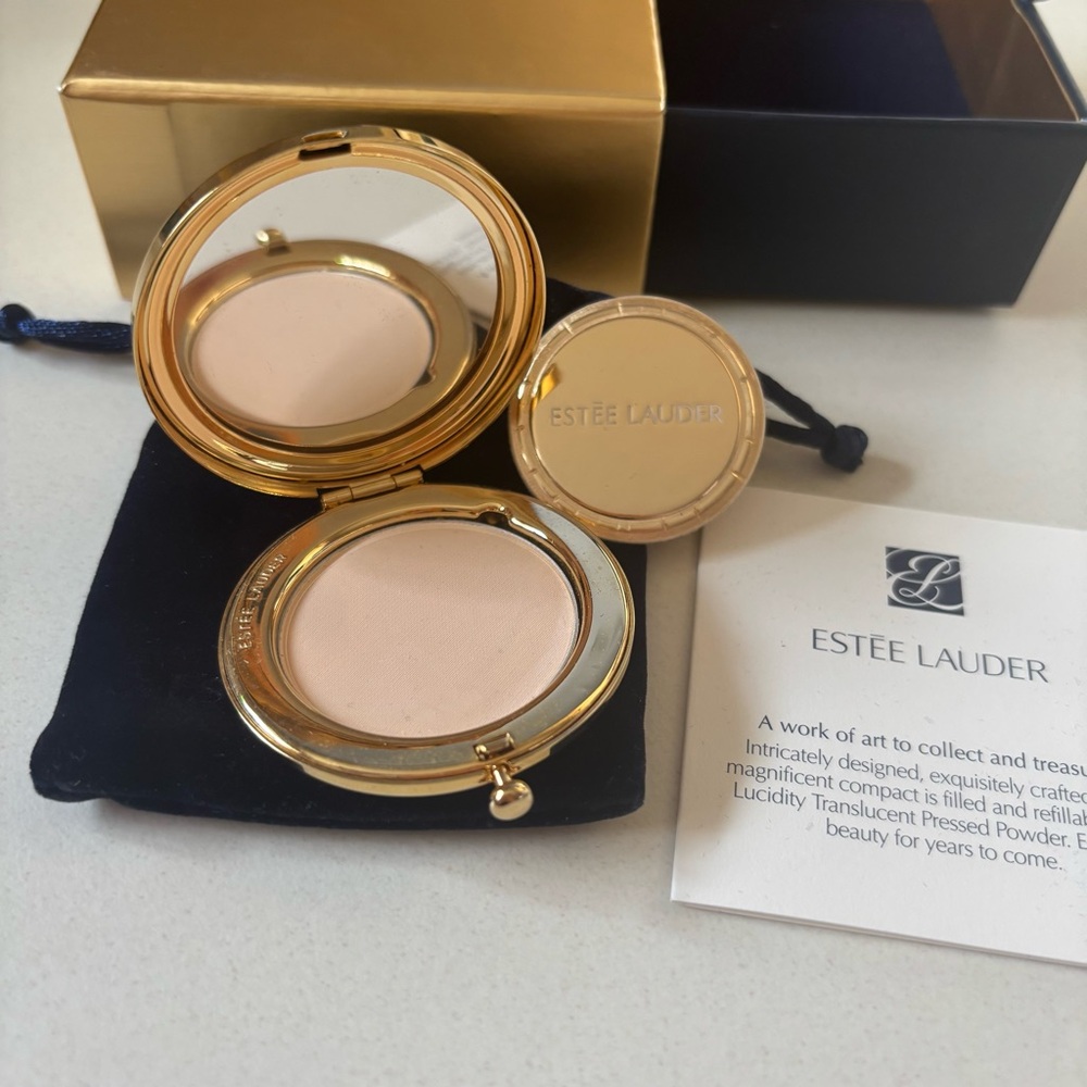 Vintage Estée Lauder Golden Swirls Compact Lucidity Translucent Pressed Powder - Picture 2 of 4